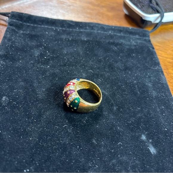 178 Joan Rivers Red, Blue, Green&Purple Enamel Rhinestone Gold Tone Dome  7.75 - Picture 5 of 10